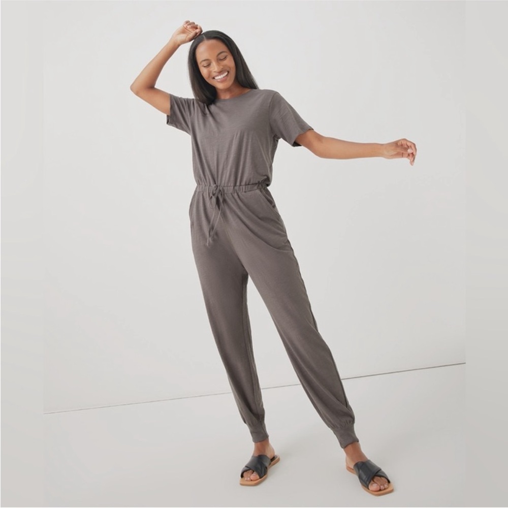 Pact The House Organic Cotton Slub Jumpsuit Dark Teal M - Picture 2 of 8